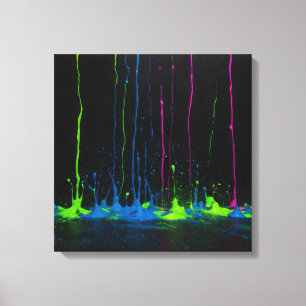 Electric fow bright paint dripping design canvas print