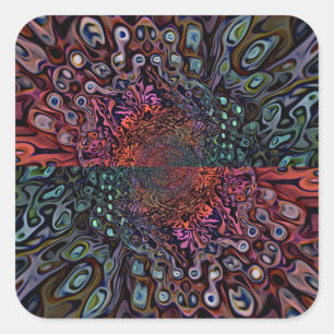 Electric Fractal Kaleidoscope Abstract Design Square Sticker
