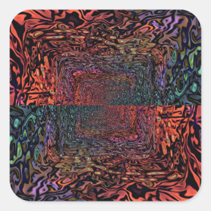 Electric Fractal Kaleidoscope Abstract Design Square Sticker