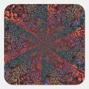 Electric Fractal Kaleidoscope Abstract Design Square Sticker