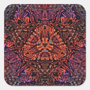 Electric Fractal Kaleidoscope Abstract Design Square Sticker