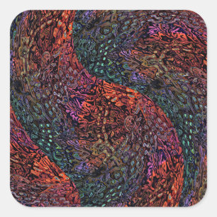 Electric Fractal Kaleidoscope Abstract Design Square Sticker