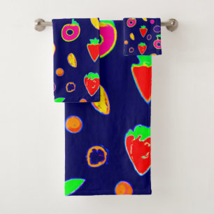 Electric Fruit Fiesta Design Bath Towel Set