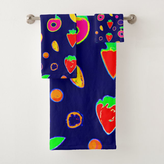 Electric Fruit Fiesta Design Bath Towel Set (Insitu)