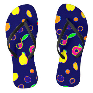 Electric Fruit Fiesta Design Flip Flops