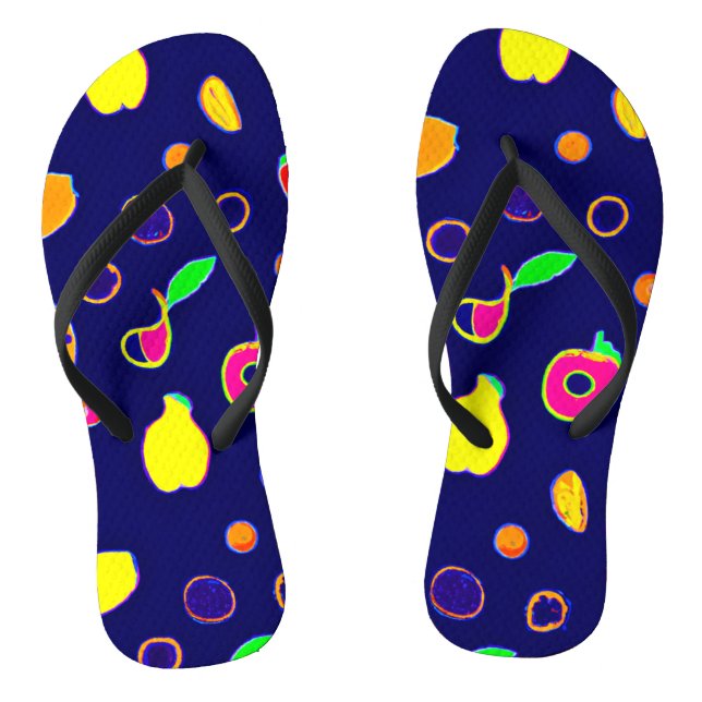 Electric Fruit Fiesta Design Flip Flops (Footbed)