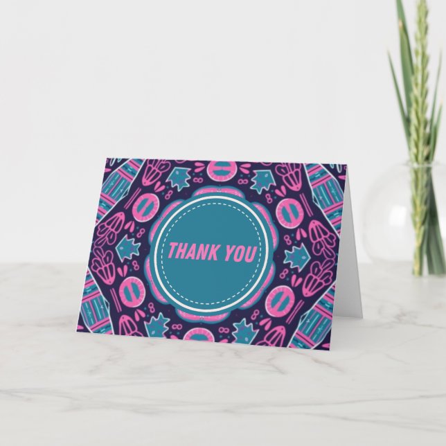 Electric Geometrics Doodle Thank You Card (Front)