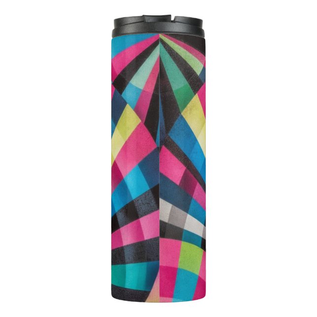 Electric Geometry Radio Waves & Sunrays Art Deco  Thermal Tumbler (Back)
