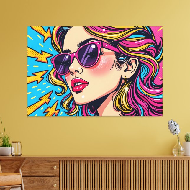 Electric Glam Pop Art - Dynamic Retro 80's Canvas Print (Insitu(LivingRoom))