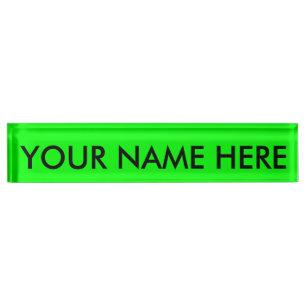 ELECTRIC GREEN (a solid electrifying colour) ~ Nameplate