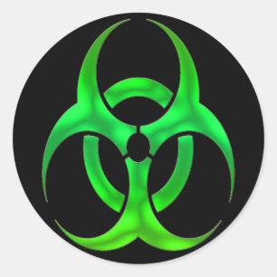 Electric Green Bio Hazard Classic Round Sticker