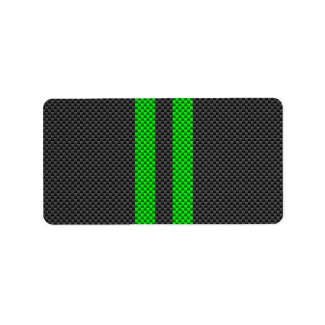 Electric Green Carbon Fibre Style Racing Stripes Label (Front)