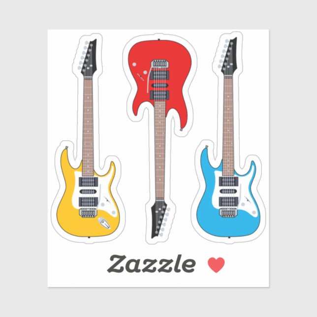 Electric guitar 3 yellow red blue (Sheet)
