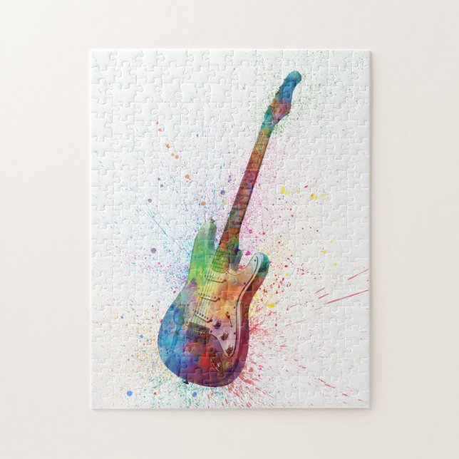 Electric Guitar Abstract Watercolor Jigsaw Puzzle (Vertical)