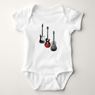 electric guitar, acoustic guitar baby bodysuit