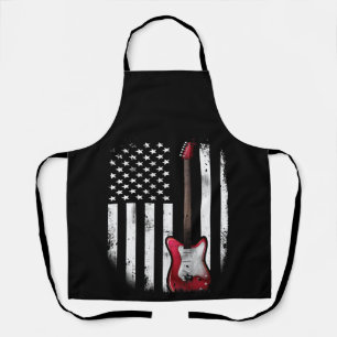 Electric Guitar American US Flag Music Player Apron