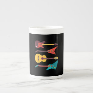Electric Guitar And Acoustic Guitar Musician Gift Bone China Mug
