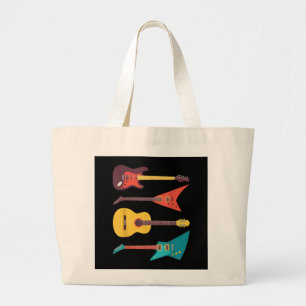 Electric Guitar And Acoustic Guitar Musician Gift Large Tote Bag