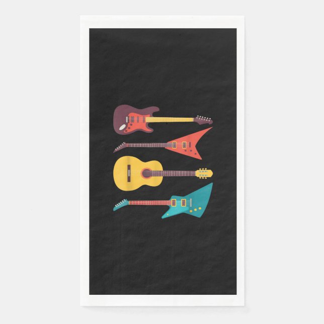 Electric Guitar And Acoustic Guitar Musician Gift Napkin (Front)