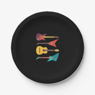 Electric Guitar And Acoustic Guitar Musician Gift Paper Plate