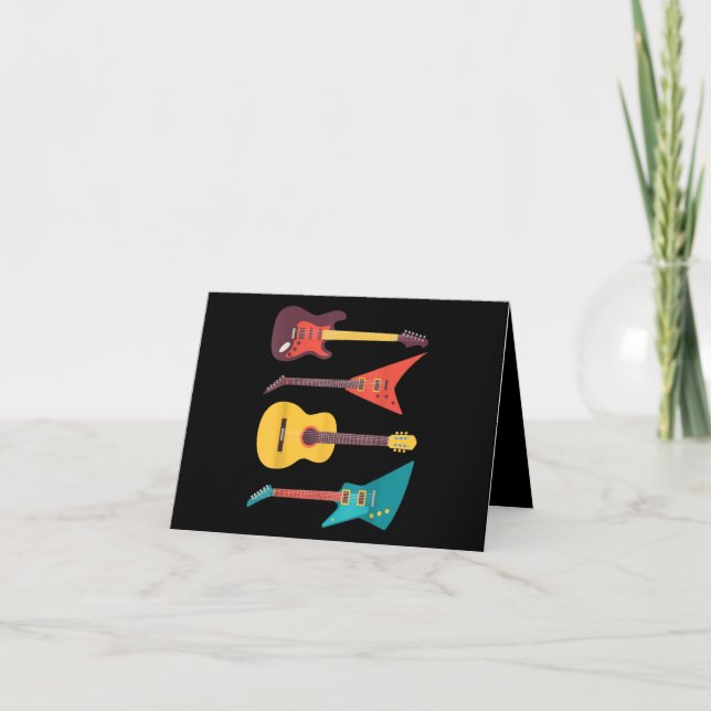 Electric Guitar And Acoustic Guitar Musician Gift Thank You Card (Front)