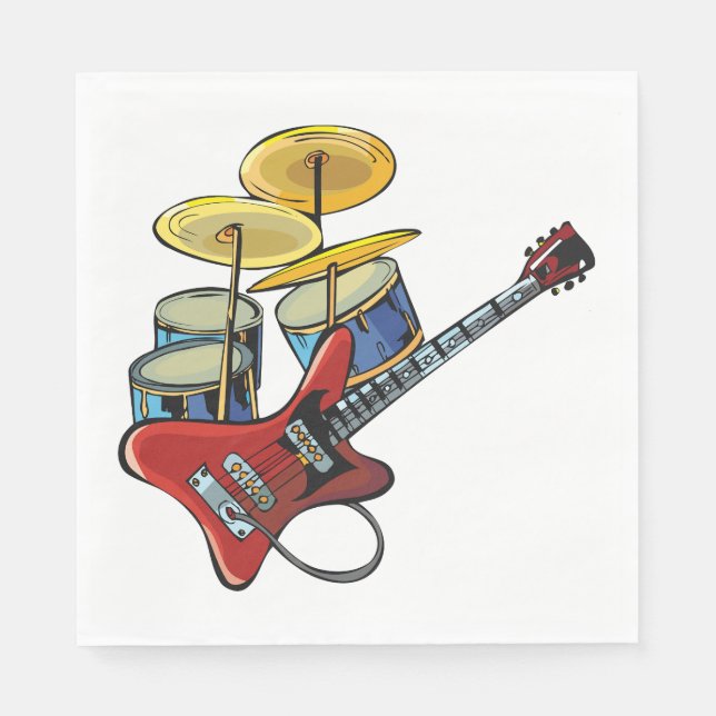 Electric Guitar And Drums Napkin (Front)