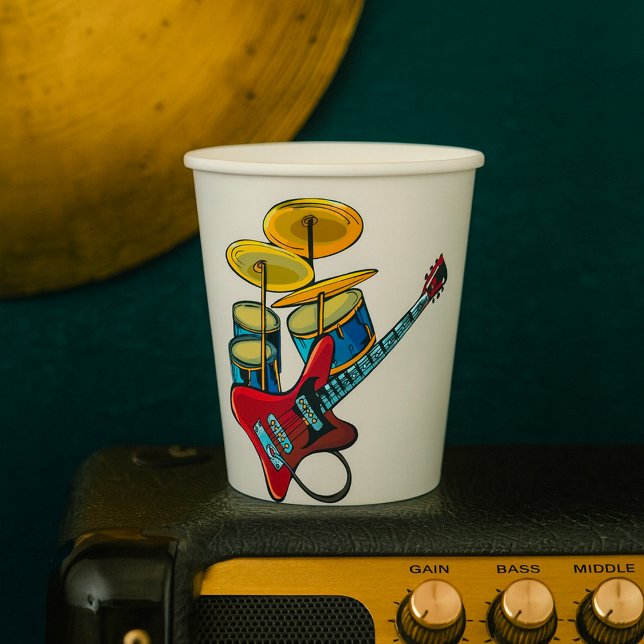 Electric Guitar And Drums Paper Cups (Creator Uploaded)