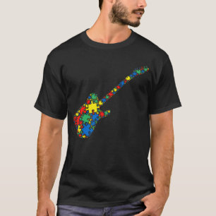 Electric Guitar Autism Puzzle Women Men Autism Aw T-Shirt