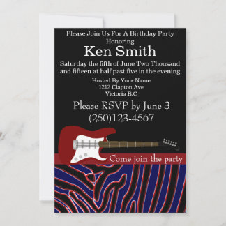 Electric Guitar Birthday Invitation #16