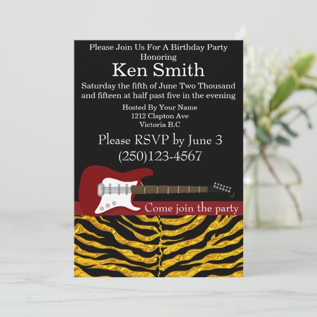 Electric Guitar Birthday Invitation #4 (Standing Front)