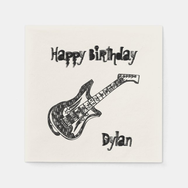 Electric Guitar Birthday Napkin (Front)