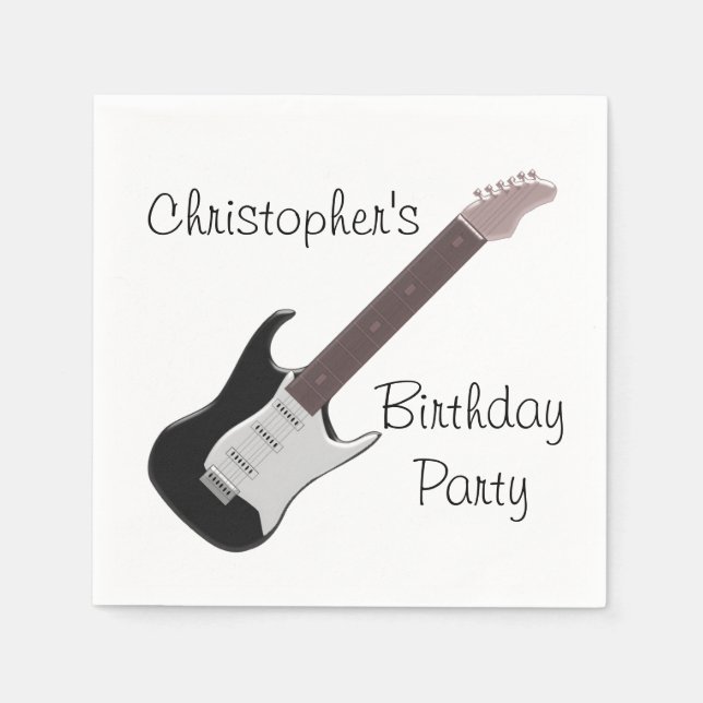 Electric Guitar Birthday Napkin (Front)