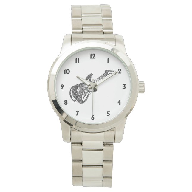 Electric Guitar Black Numbers Watch (Front)
