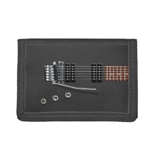 Electric Guitar Black Trifold Wallet