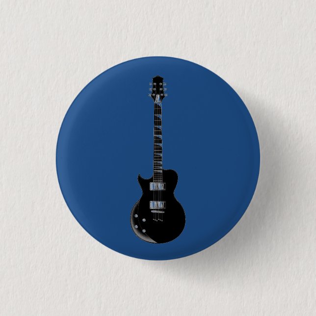 Electric Guitar Blue Black Pop Art 3 Cm Round Badge (Front)