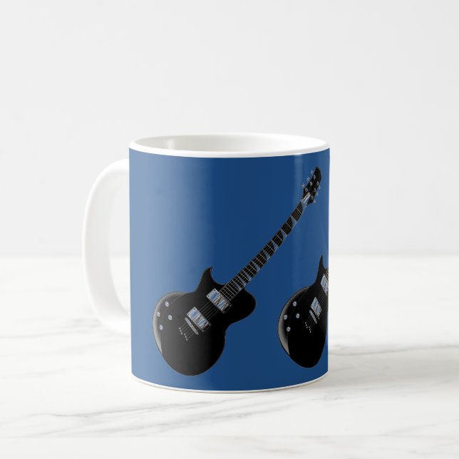Electric Guitar Blue Black Pop Art Coffee Mug (Front Left)