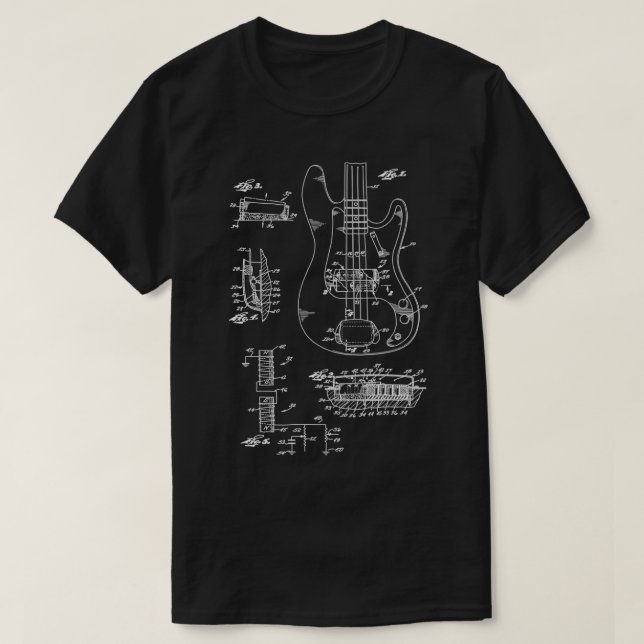 Electric Guitar Blueprint T-Shirt (Design Front)