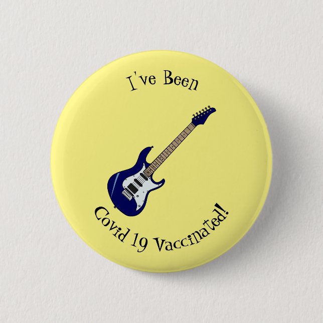 Electric guitar cartoon illustration 6 cm round badge (Front)