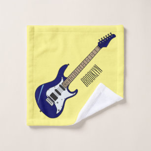 Electric guitar cartoon illustration bath towel set