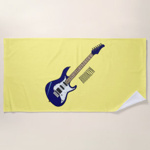 Electric guitar cartoon illustration beach towel