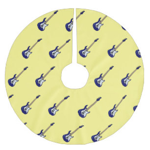 Electric guitar cartoon illustration brushed polyester tree skirt