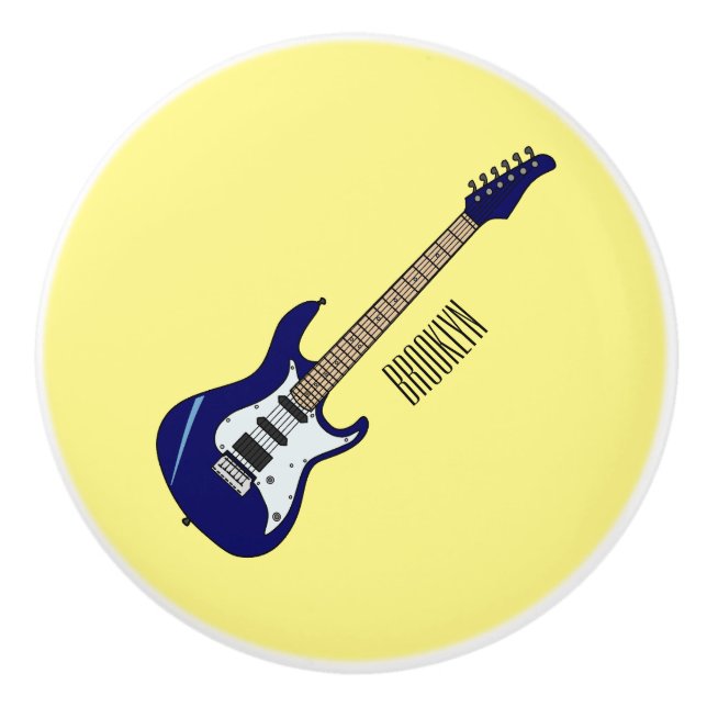 Electric guitar cartoon illustration ceramic knob (Front)