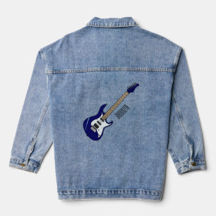 Electric guitar cartoon illustration denim jacket