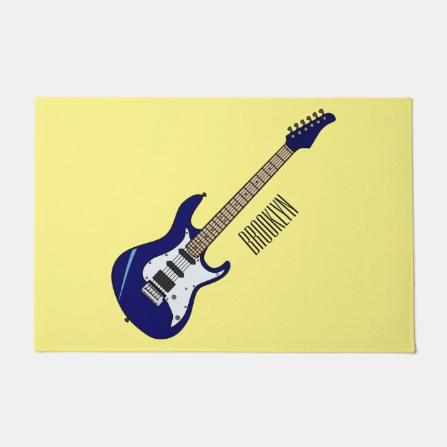 Electric guitar cartoon illustration doormat (Front)