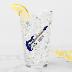 Electric guitar cartoon illustration glass