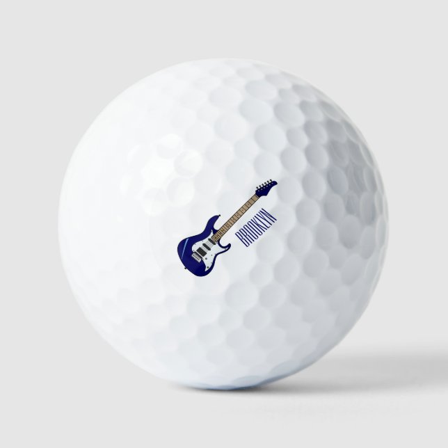 Electric guitar cartoon illustration golf balls (Front)