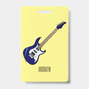 Electric guitar cartoon illustration ID badge
