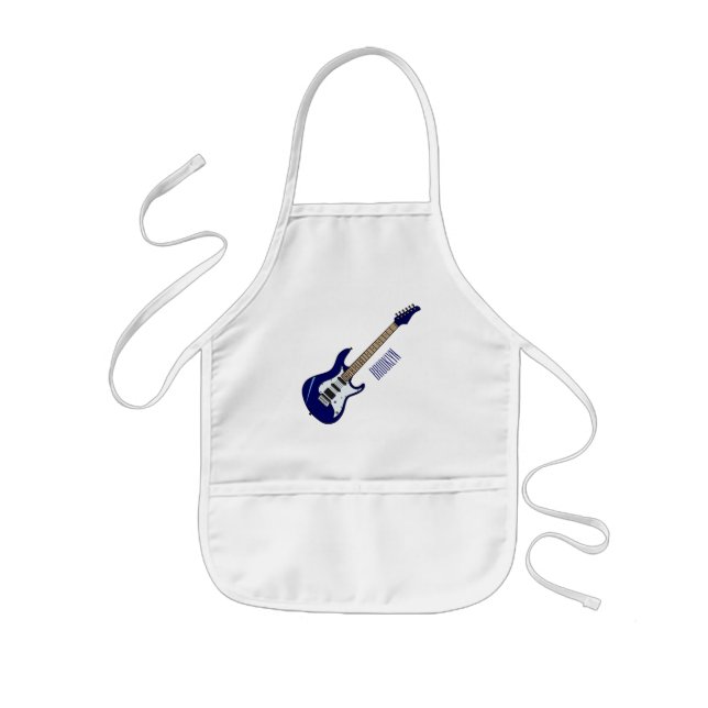 Electric guitar cartoon illustration kids apron (Front)