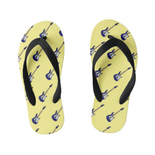 Electric guitar cartoon illustration kid's flip flops
