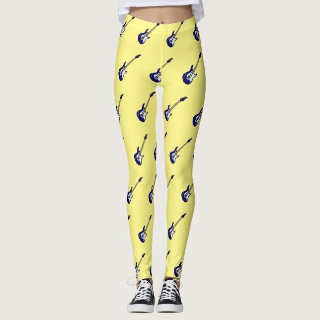 Electric guitar cartoon illustration leggings (Front)